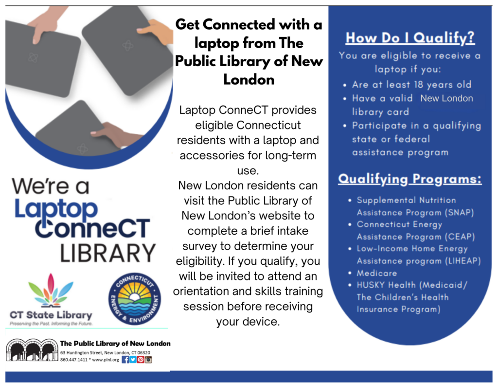 Information flier explaining the Laptop ConneCT eligibility process, page 1.
