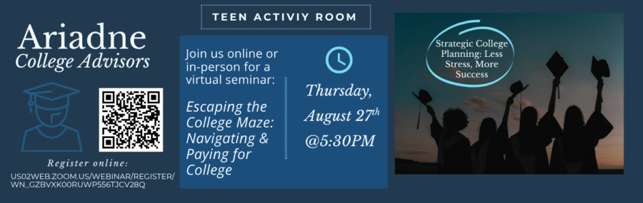 college planning workshop 8.27 at 5:30pm on zoom or in person