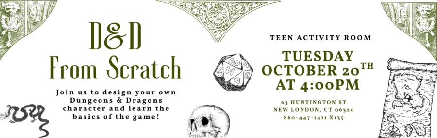 D&D From Scratch October 20th at 4pm in the Teen Room