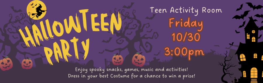 Hallow-Teen Party October 30th at 3pm in the Teen Room