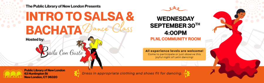All-Ages Intro to Salsa & Bachata Class at 4PM in the Community Room