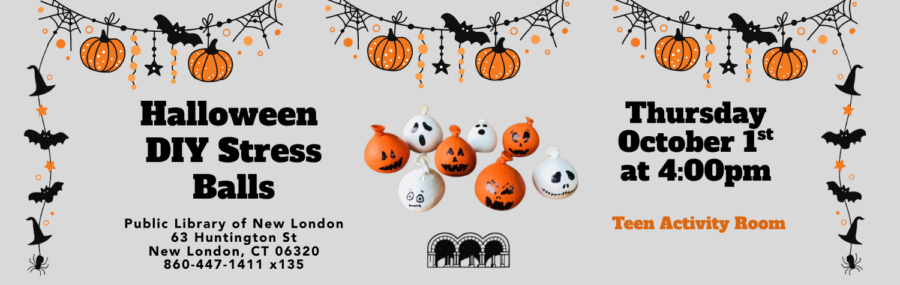 Halloween Stress Balls October 1st at 4PM in the Teen Activity Room